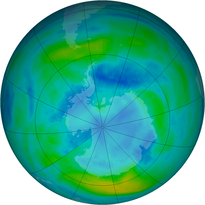 Antarctic ozone map for 08 April 1990
